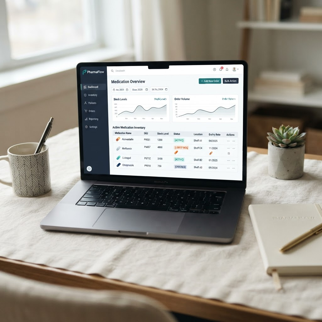 Pharmaceutical workflow redesign — project mockup